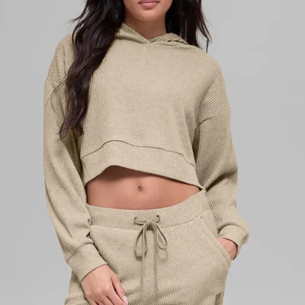ALO Muse Hoodie in Tan Gravel Heather Size XS